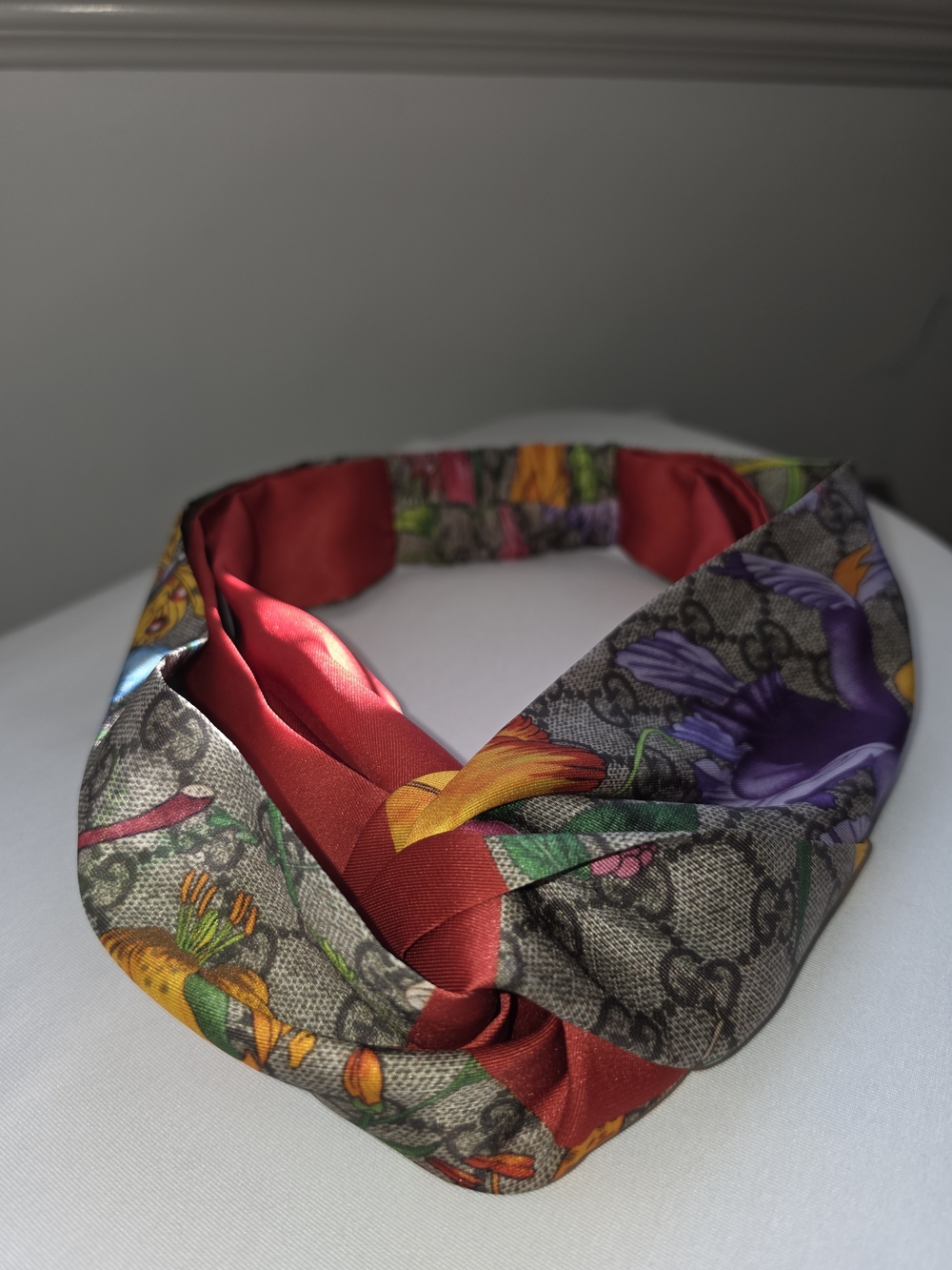 Gucci Multicolor Floral Twist Headband with Red Lining